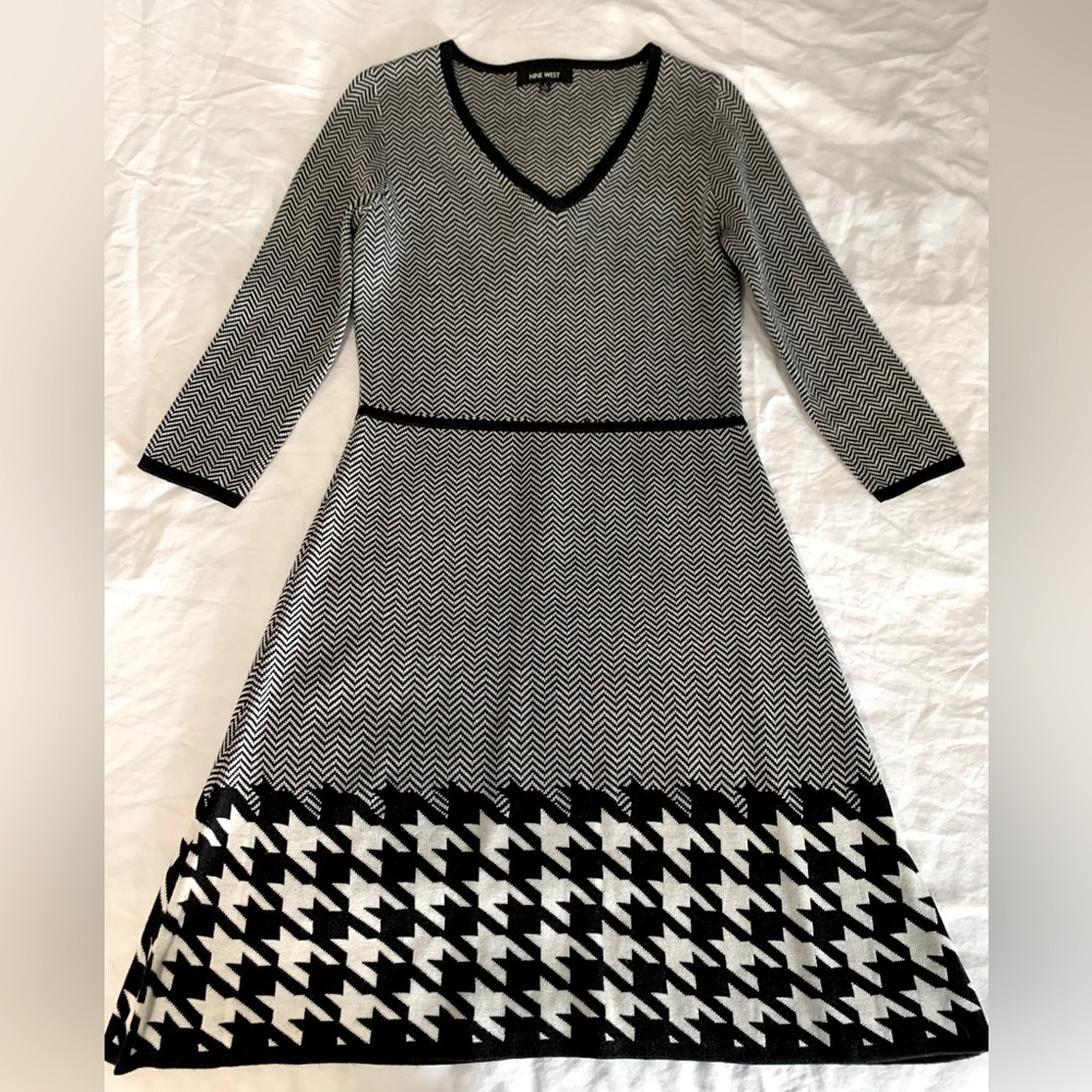 Nine West Houndstooth Sweater Dress Sz S